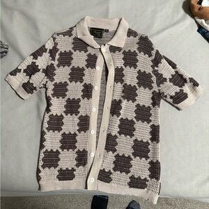 Brown and Cream Checkered Casual Button Down Shirt
